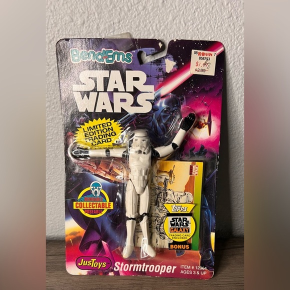 Star Wars NEW Bend-Ems Stormtrooper Action Figure JusToys Storm Trooper Toy 1993 - Picture 3 of 5